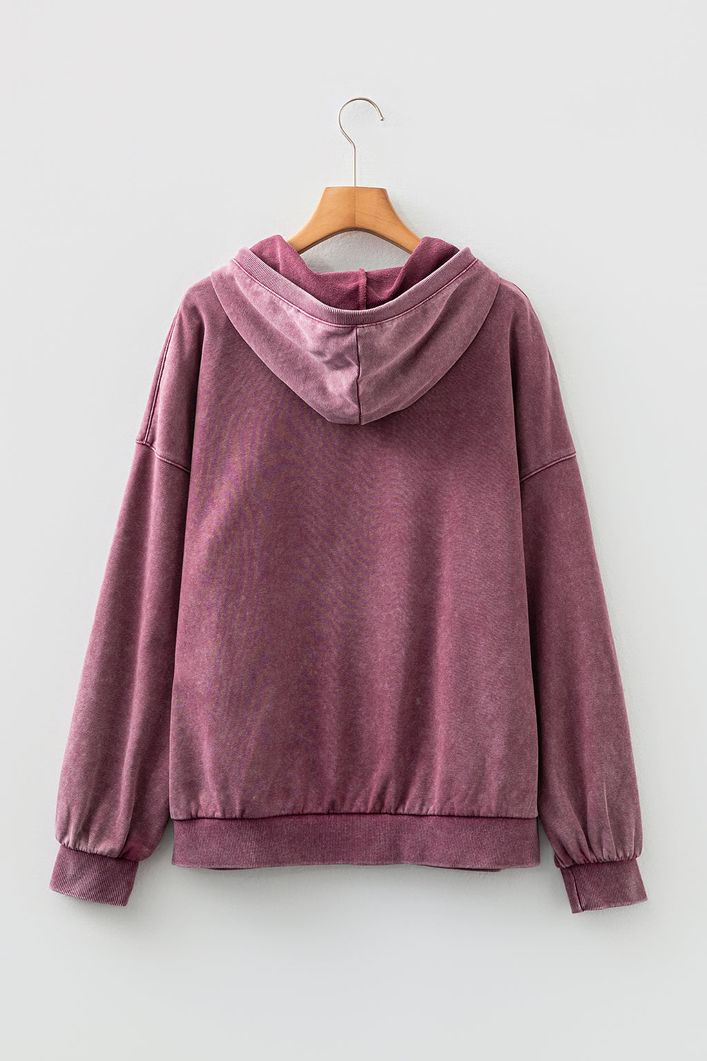 Wild Ginger Half Zip Kangaroo Pocket Mineral Wash Baggy Hoodie