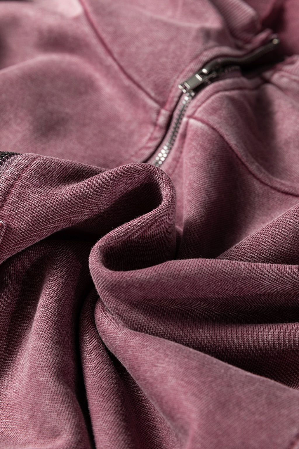 Wild Ginger Half Zip Kangaroo Pocket Mineral Wash Baggy Hoodie