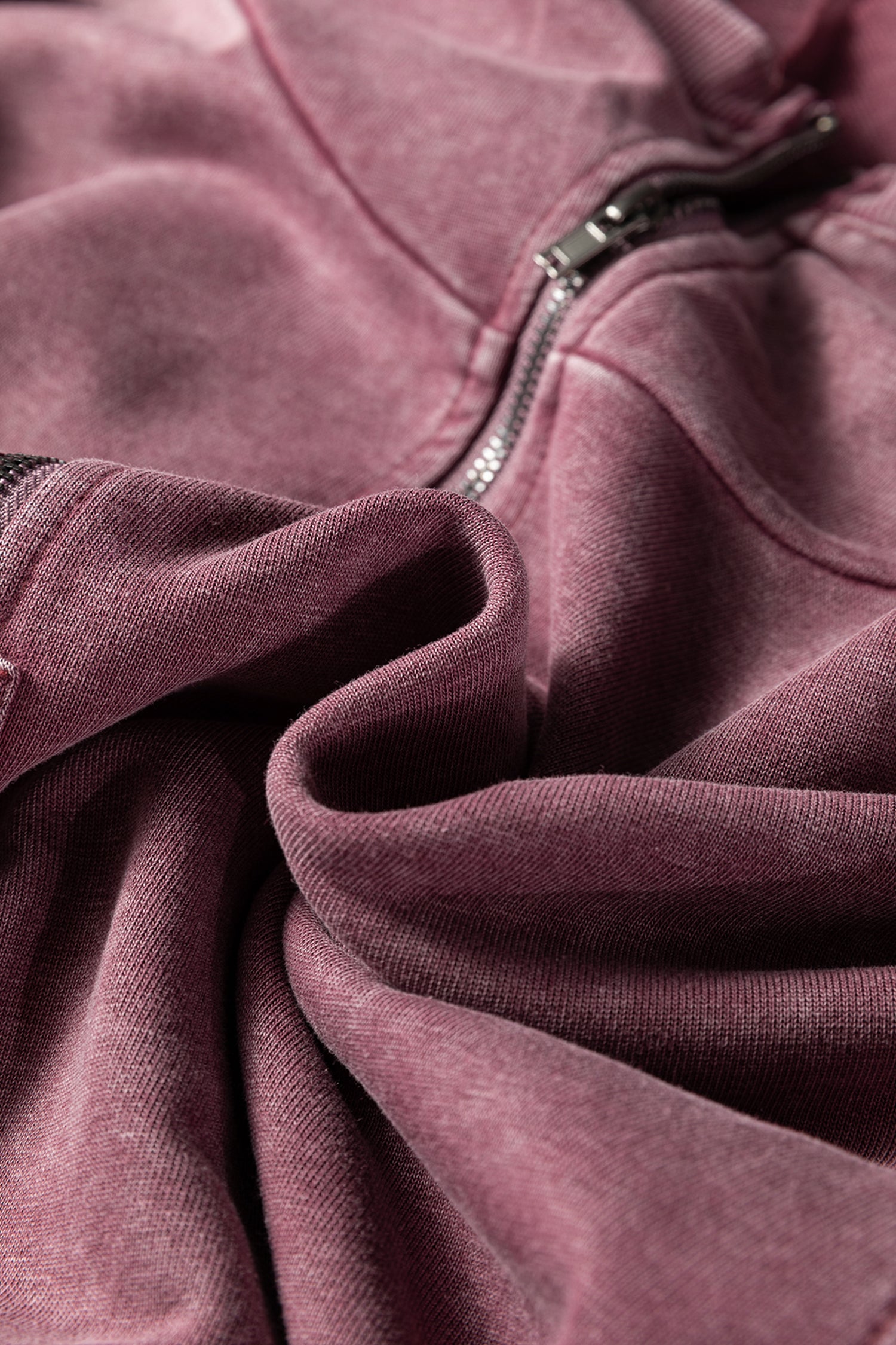 Wild Ginger Half Zip Kangaroo Pocket Mineral Wash Baggy Hoodie