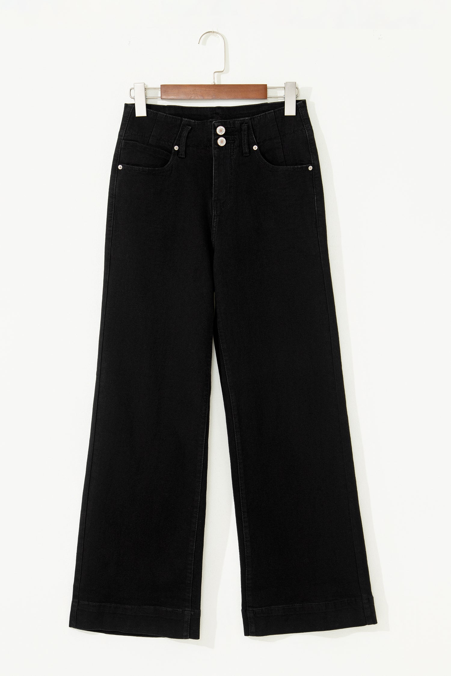 Black 2-Button High Waist Flared Bottom Jeans