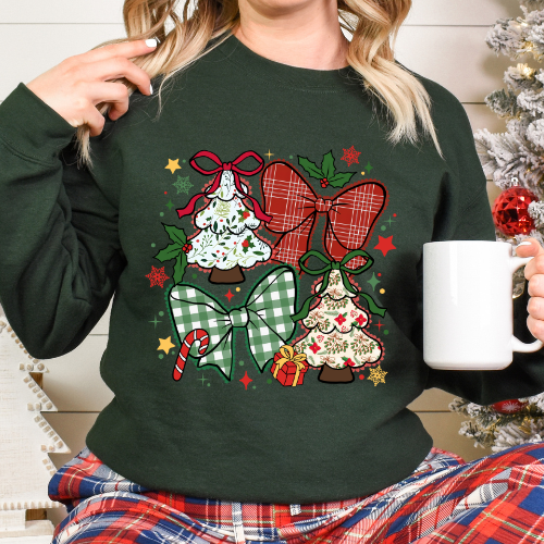 Christmas trees and bows