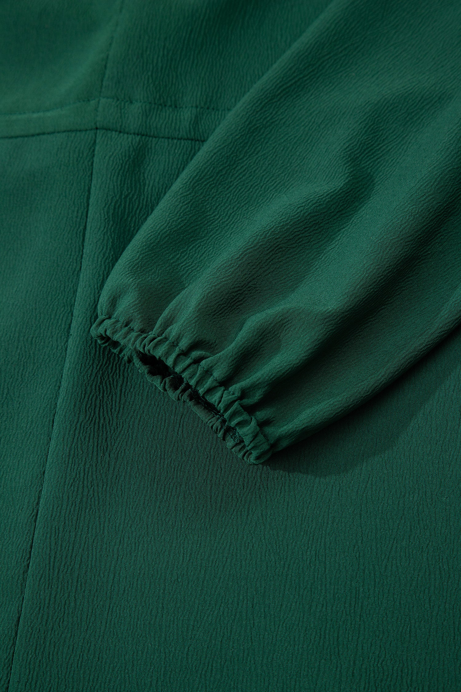 Blackish Green Solid Long Sleeve Button V Neck Tiered Maxi Dress