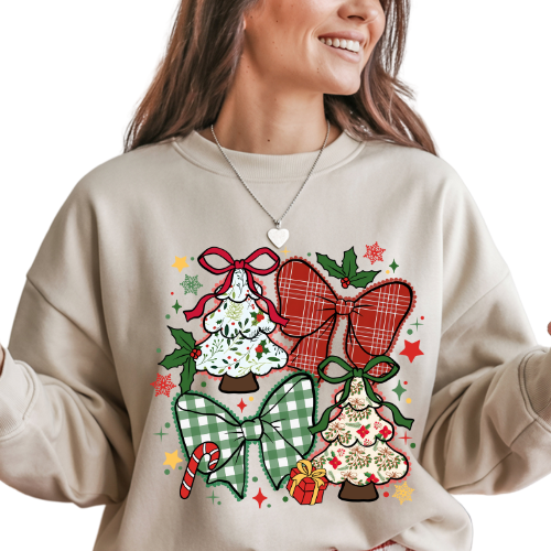 Christmas trees and bows