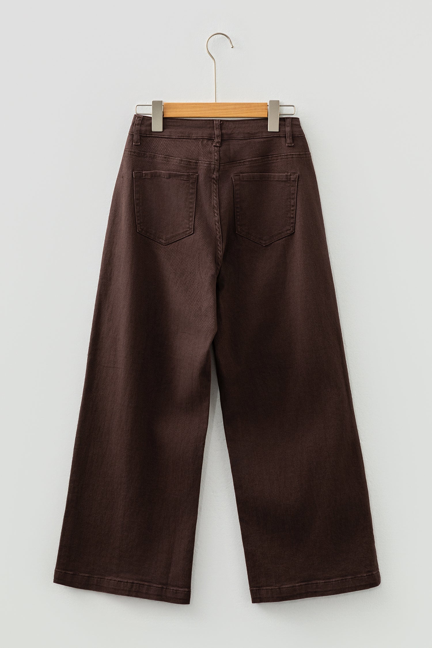 Red Sandalwood Solid Color Seamed Center Wide Leg Cropped Jeans