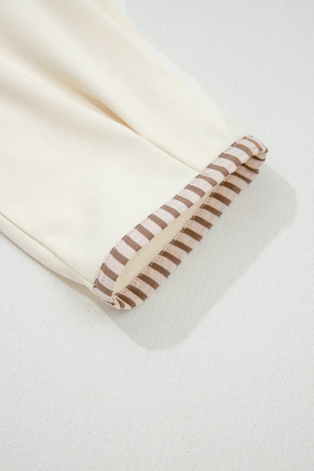 Khaki Stripe Plus Size Color Block Patchwork Half Button Long Sleeve Peplum Blouse