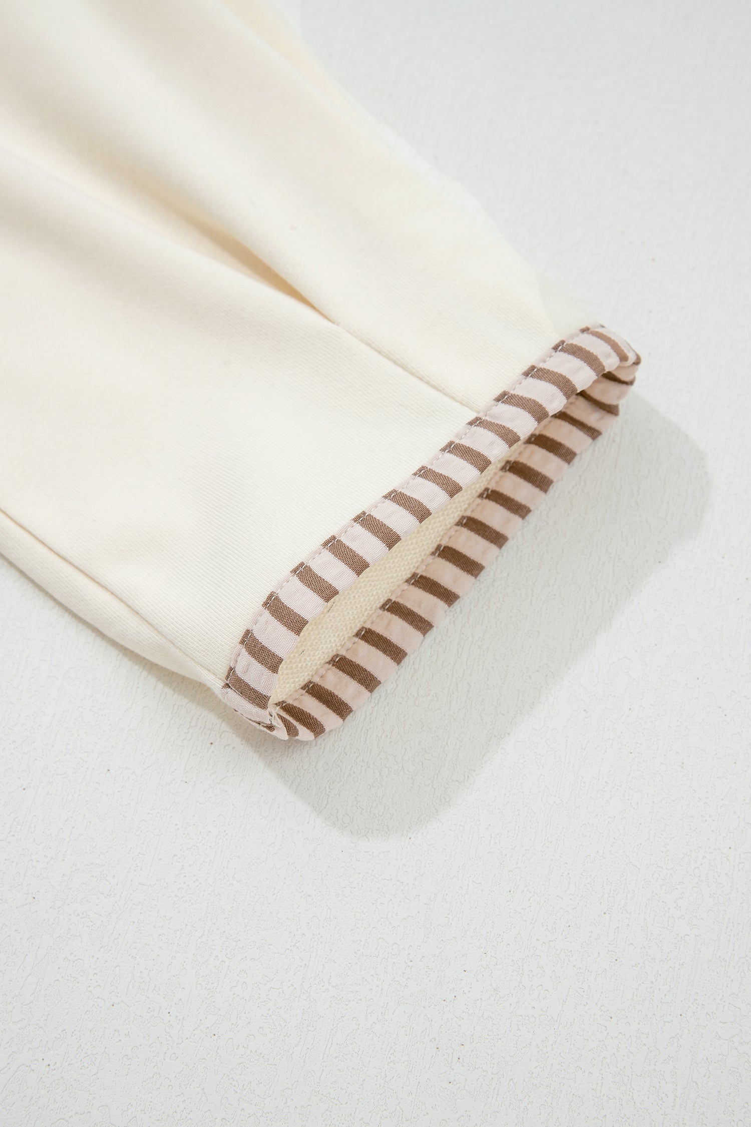 Khaki Stripe Plus Size Color Block Patchwork Half Button Long Sleeve Peplum Blouse