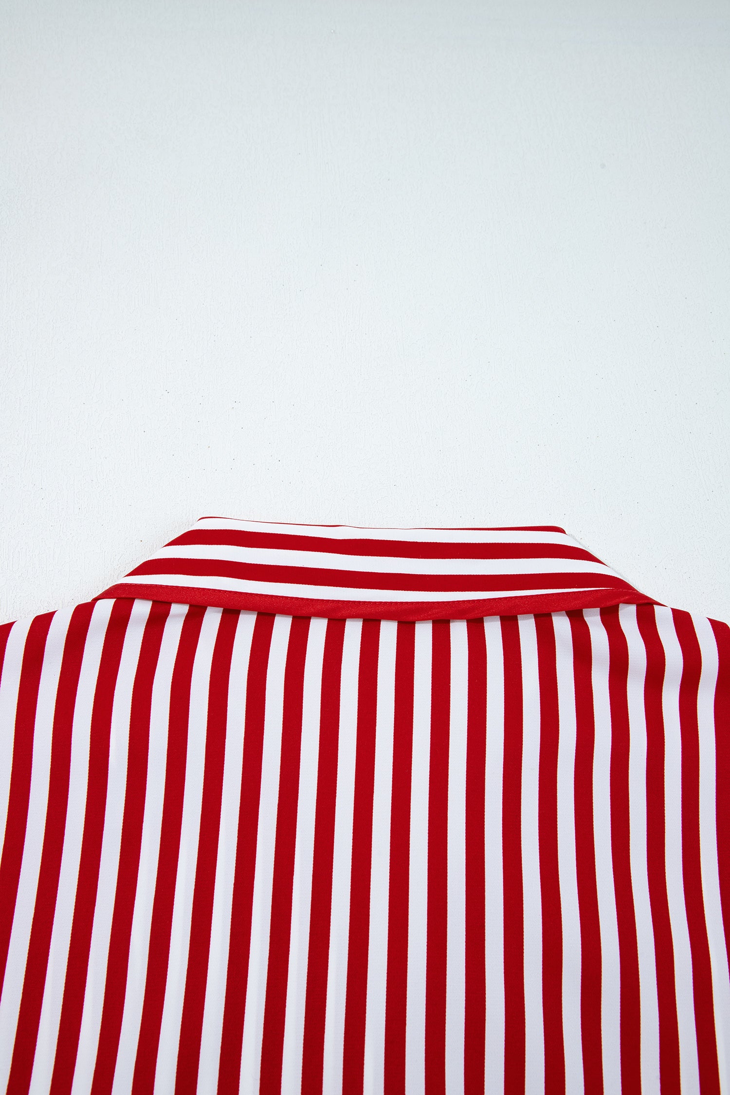 Red Stripe Contrast Velvet Trim Bow Knot Waist 2pcs Pajama Set