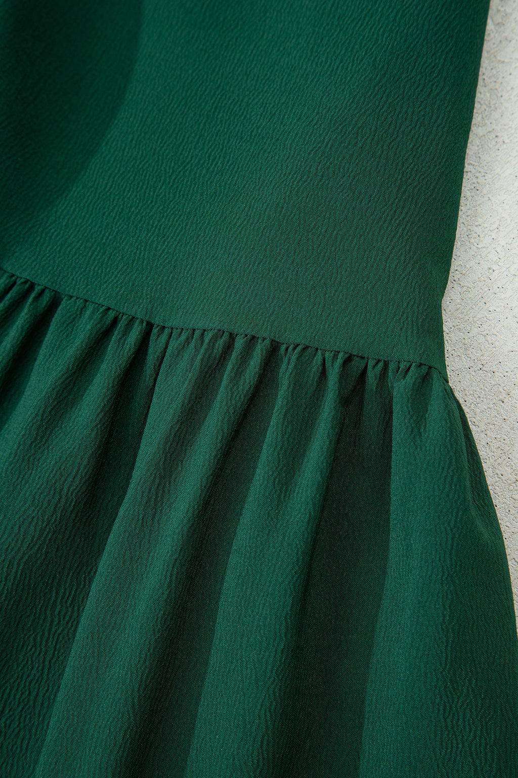 Blackish Green Solid Long Sleeve Button V Neck Tiered Maxi Dress