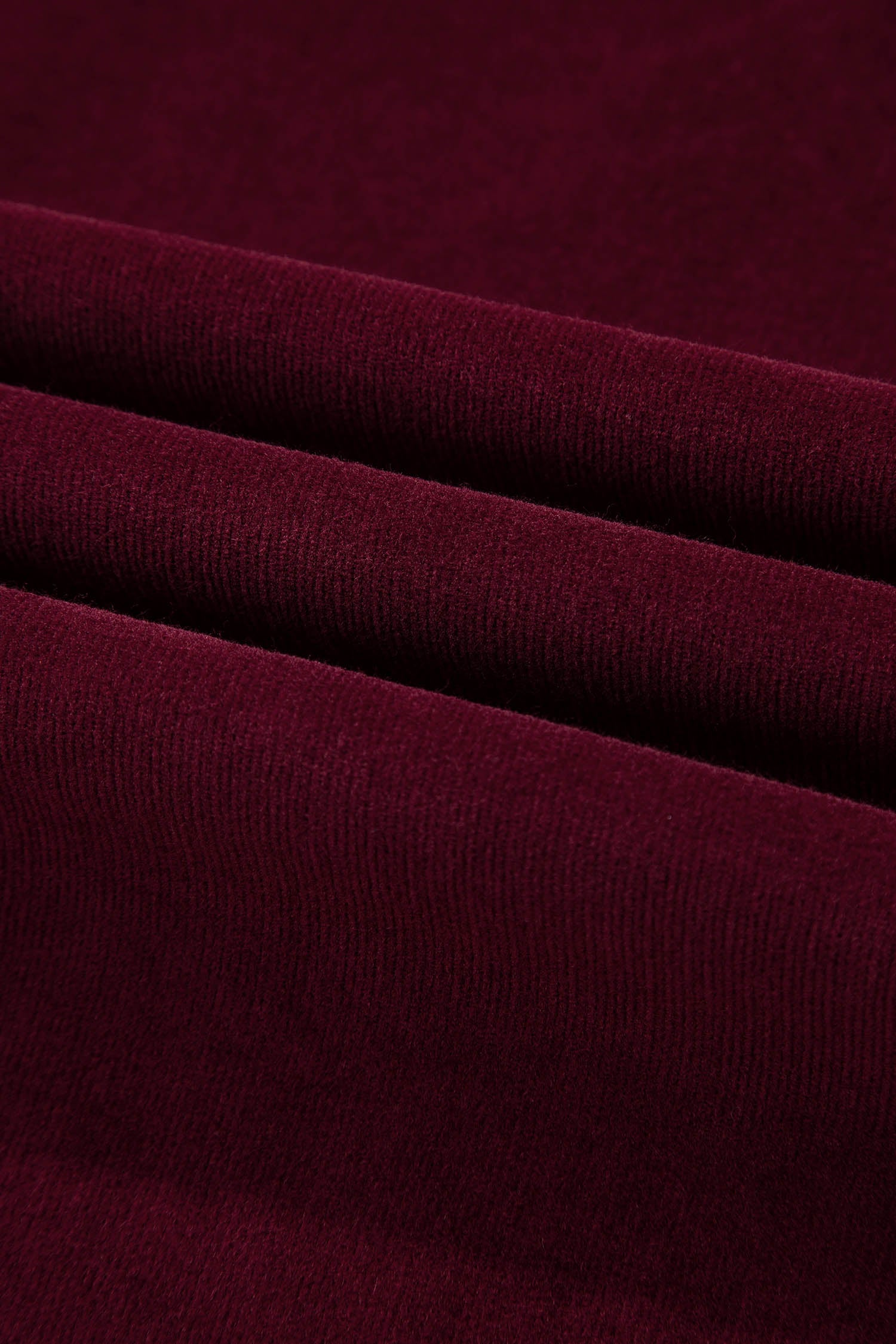 Burgundy Corduroy Solid Color High Waist Wide Leg Pants