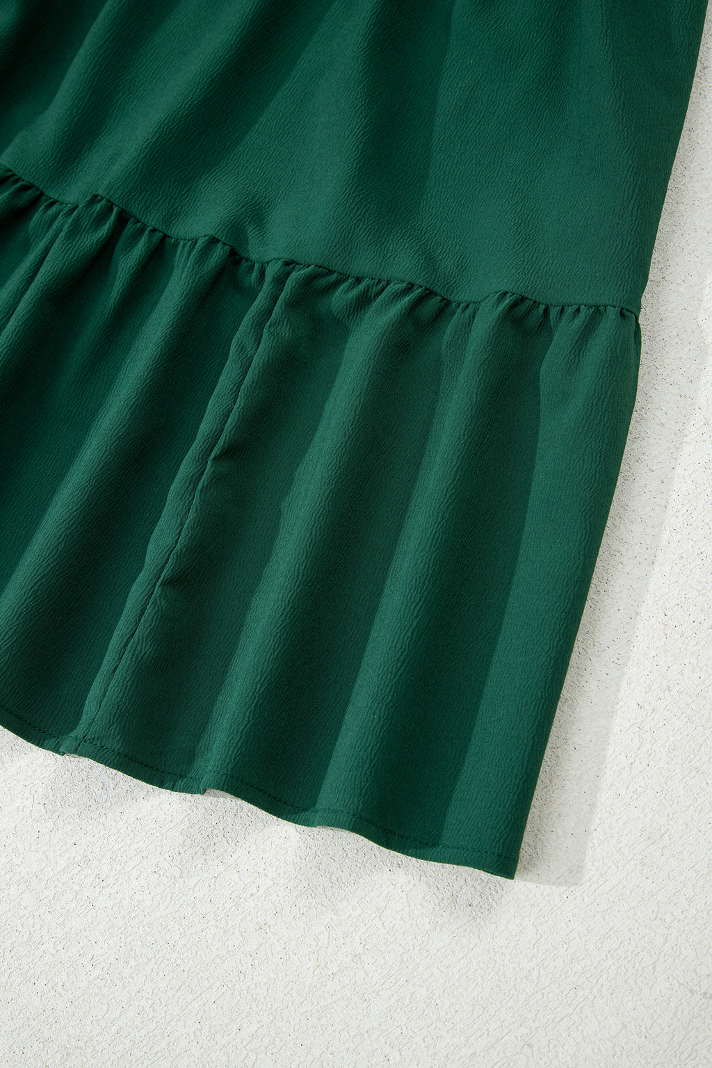 Blackish Green Solid Long Sleeve Button V Neck Tiered Maxi Dress