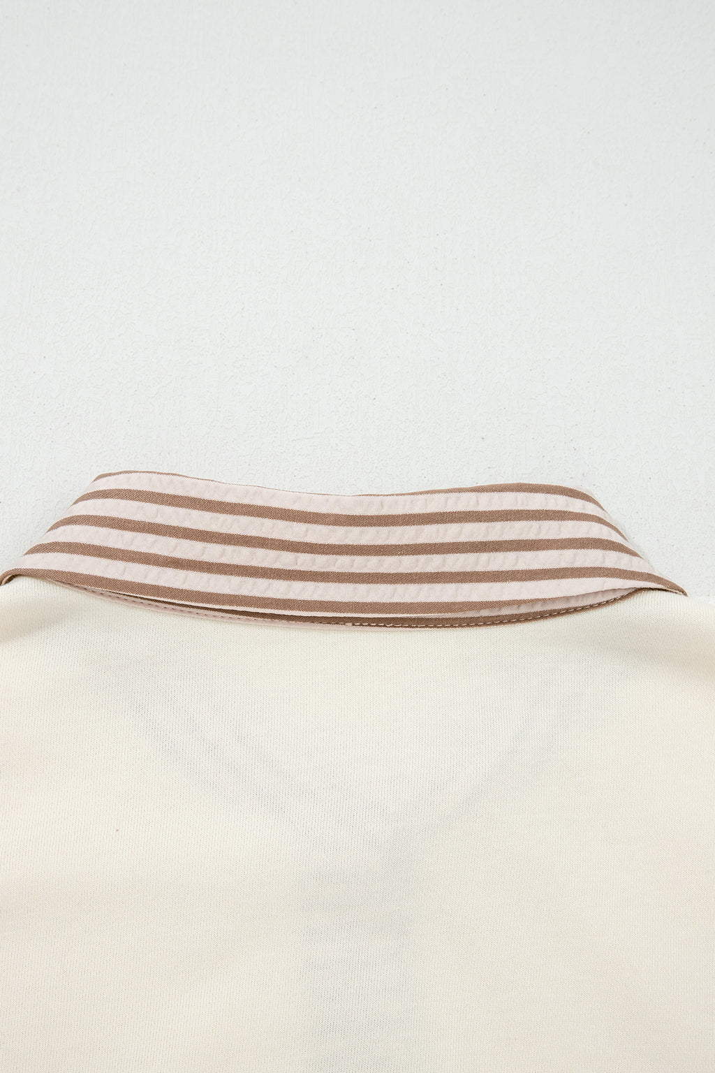 Khaki Stripe Plus Size Color Block Patchwork Half Button Long Sleeve Peplum Blouse