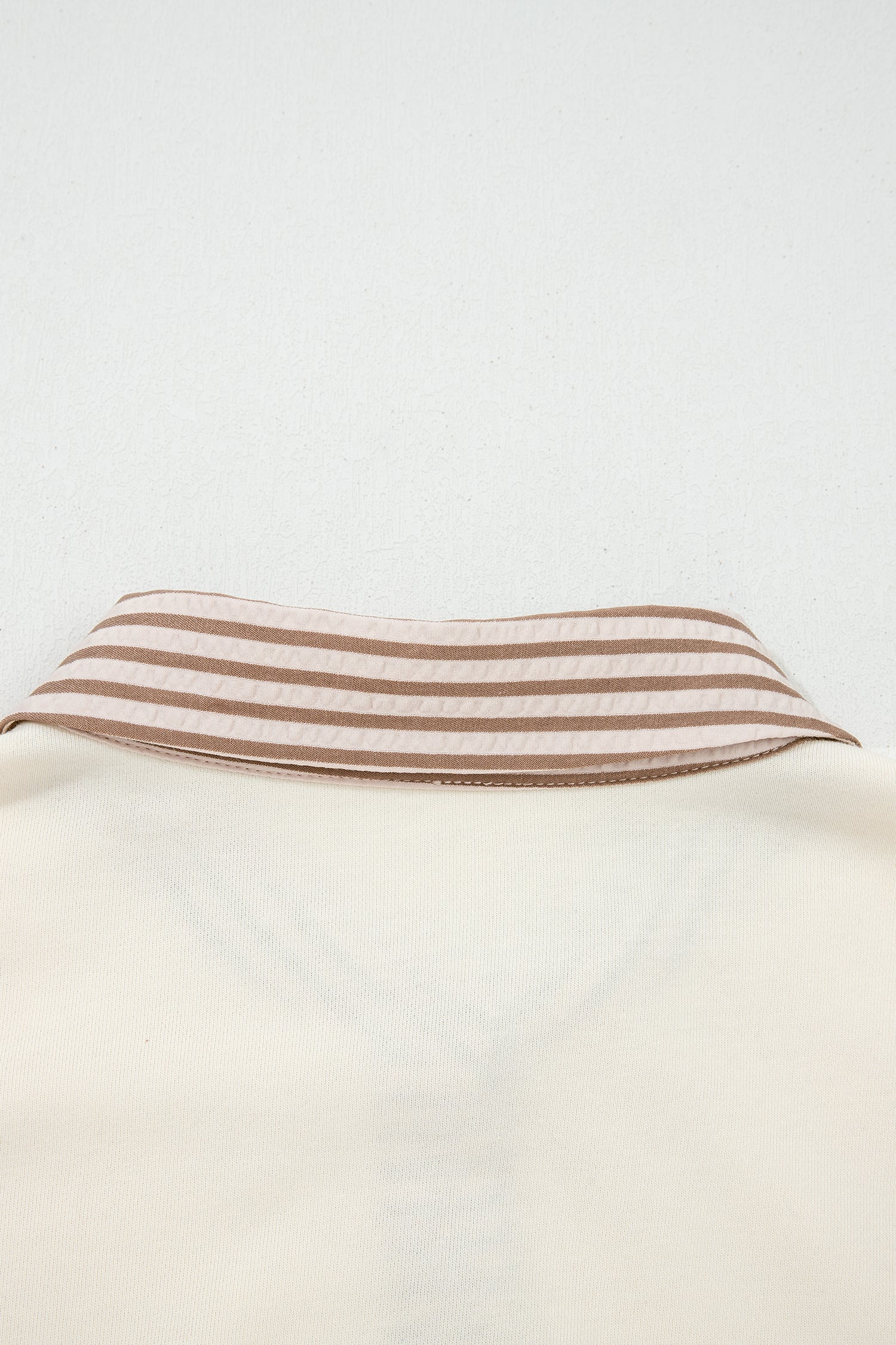 Khaki Stripe Plus Size Color Block Patchwork Half Button Long Sleeve Peplum Blouse